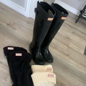 Tall hunter boots and socks